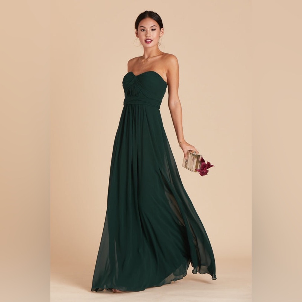 NWT Birdy Grey Grace Convertible Chiffon Emerald Bridesmaid Dress No Slit M
